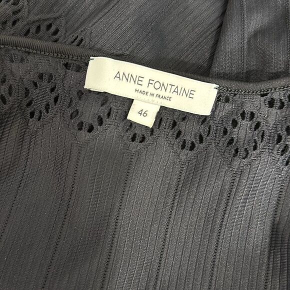 Anne Fontaine Cassandra Black Square Neck Lazer Cut Tank Top Size 14 - Picture 4 of 7